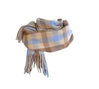 HGJH Schal,Damen Schal Cashmere Feel Warm Wende Pashmina Schal Klein Gitter Schal Quaste Blau Braun Wickelschal Winter Decken Schal Trendige Stola Schals Für Damen