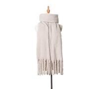 HGJH Schal Damen Winter,Damen Schottenkaro Schal Cashmere Feel Warm Pashmina Schal Dicke Quaste Mit Uni Farbe Creme Wickelschal Winter Decken Schal Trendige Stola Schals Für Damen
