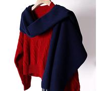 HGJH Schal Damen, Winterschals Dunkelblau Weicher Warmer Schal Dicke Decke Einfarbig Quaste Kaschmir Schal Lang Groß Winterschal Trendige Stola Schals Für Frauen Mädchen