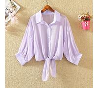 HGJH Strickjacke Damen,Damen Lila Chiffon Shrug Tops Elegante Fledermausärmel Cardigan Open Front Cropped Tops Schulterjacke Schiere Bolero Lässige Abendjacke Cover Ups Für Kleidfrauen,L