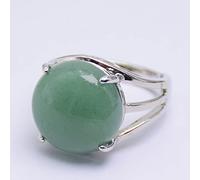 HGJH Verstellbare Ringe für Frauen, einfache Silber gegabelte Hohle Naturstein grüner Aventurin runde Öffnung Verstellbarer Ring Balance Reiki Geburtstagsfeier Schmuck Geschenk