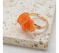 HGJH Verstellbarer Ring, Naturstein -Kristallringe Sonnenstein Unregelmäßiger Charme-Scheiben-Ring-Schmucksache-Dame-Partei-Geschenkestein-Ring Justierbar