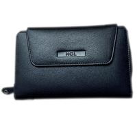 HGL - HGL Damenbörse mit Überschlag und Reißverschluss mittel RFID-Schutz echt Leder schwarz Schwarz