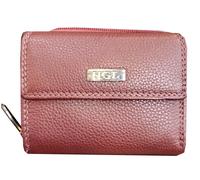 HGL - HGL Reißverschlussbörse mit Überschlag, RFID-Schutz echt Leder bordeaux Rot