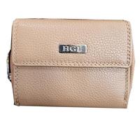 HGL - HGL Reißverschlussbörse mit Überschlag, RFID-Schutz echt Leder coffee Braun