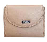 HGL - HGL Reißverschlussbörse mit Überschlag, RFID-Schutz echt Leder coffee Braun