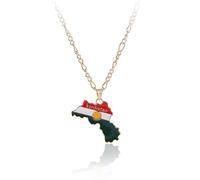 hgnxa Halskette mit Kurdistan-Karten-Anhänger, Schlüsselbeinkette, ethnischer langer Choker, Schmuck, Freundschafts-Schlüsselanhänger für Damen und Herren, Metall