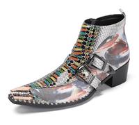 HGTREDPK Stiefel, Chelsea-Stiefel, flexible Komfortstiefel, spitze Zehen-Freizeitstiefel für Party, Nachtclub, Tänze, Bankett, TanzMulti-colored,EU37