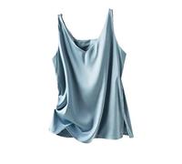 Hgvcfcv Bauchfreies Top für Damen, Neckholder, V-Ausschnitt, ärmellos, Satin, Seide, Schlauch-Tank-Top, Damen, Sommer, Camisole Weiß / Schwarz, blau, Small