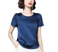 Hgvcfcv Damen Bluse Sommer mit Kurzarm Übergröße Frauen Blusen Satin Seide Weiß Bluse für Frauen, T, Small