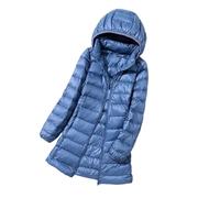Hgvcfcv Damen Daunenmantel, leicht, dünn, Pufferjacke, schmal, lässig, mit Kapuze, blau, S