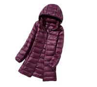 Hgvcfcv Damen Daunenmantel, leicht, dünn, Pufferjacke, schmal, lässig, mit Kapuze, violett, M