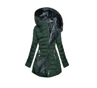 Hgvcfcv Damen-Mantel, langärmelig, mit Kapuze, Reißverschluss, schmale Passform, Baumwolle, wattiert, Winter, warme Mäntel, Dunkel EN8, M