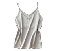 Hgvcfcv Damen-Seiden-Satin-Mieder, Sommer, einfarbig, mit Trägern, lässig, ärmellos, Bluse, Tanktop, dünn, atmungsaktiv, grau, Small