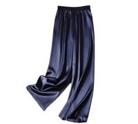 Hgvcfcv Damenhose mit weitem Bein, hohe Taille, Freizeithose, marineblau, L