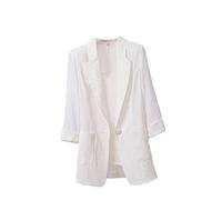 Hgvcfcv Damenjacke, einfarbig, Baumwollstoff, lockerer Oversize-Mantel, Frühling, Sommer, Jacken, lange Blazer für Damen, weiß, 3XL