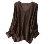 Hgvcfcv Herbst Damen Pullover Langarm V-Ausschnitt Lässig Weit Pullover Schwarz Lose Beige Damen Pullover
