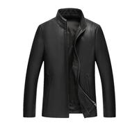 Hgvcfcv Herren Lederjacke Stehkragen Jacke Casual Businessjacke dick und dünn kann wählen, Schwarz , M