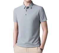 Hgvcfcv Herren-Polo-Shirts, Sommer, Alltag, Business, kurzärmelig, Streetwear, lockere Baumwolle, Tops, Poloshirts für Herren, grau, M
