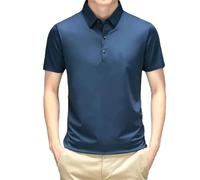 Hgvcfcv Herren-Poloshirt aus Seide, für Frühling und Sommer, leicht, Business, lässig, cool, kurzärmelig, Herren-Golf-Poloshirt, blau, 3XL