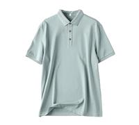 Hgvcfcv Herren-Poloshirt aus Seiden-Baumwoll-Mischgewebe, kurzärmelig, lässig, für Frühling und Sommer, mit Rundhalsausschnitt, T, XXL