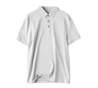 Hgvcfcv Herren-Poloshirt aus Seiden-Baumwoll-Mischgewebe, kurzärmelig, lässig, für Frühling und Sommer, mit Rundhalsausschnitt, grau, XXL