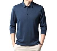 Hgvcfcv Herren-Poloshirt, langärmelig, elastisch, Freizeit, Herbst, bequem, Umlegekragen, lässiges Poloshirt, blau, M