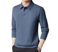 Hgvcfcv Herren Strickpullover mit Polokragen, für Herbst und Winter, langärmelig, Business- und Golf-Sweatshirt, langärmelig, blau, XXL