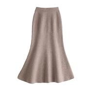 Hgvcfcv Hohe Taille Kaschmir Strickrock Damen Frühling Herbst Winter Elegant Hüftrock, khaki, 40