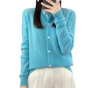 Hgvcfcv Kaschmir-Cardigan Für Damen, O-Ausschnitt, Langärmelig, Jacke, Top, Lässig, Gestrickt, Locker, Koreanischer Stil, Damenjacke