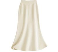 Hgvcfcv Kaschmir-Strickrock für Damen, Frühling, Herbst/Winter, elegant, einfarbig, Hüftrock, Wollröcke für Damen, weiß, 44