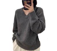 Hgvcfcv Kaschmirpullover Damen Herbst Und Winter Lose Weiche V-Ausschnitt Unten Pullover Strickpullover