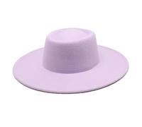 Hgvcfcv Klassischer Fedora-Hut mit breiter Krempe für Damen, Herbst, Winter, Filz, Kirchenhut, Hochzeitskleid, Jazz-Mütze, hellviolett, 7-7 1/4