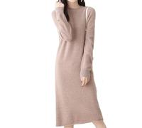 Hgvcfcv Längere Wollkleider für Damen, Kaschmir-Pullover, langer Stil, Pullover, 6 Farben, beige, X-Large