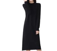 Hgvcfcv Längere Wollkleider für Damen, Kaschmir-Pullover, langer Stil, Pullover, 6 Farben, Schwarz , Medium