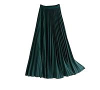 Hgvcfcv Langer Faltenrock für Damen, Frühling, Herbst, elastisches Band, A-Linie, eleganter Büro-Damen-Midirock, Dark En8, 48