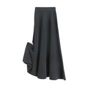 Hgvcfcv Langes Wollkleid für Damen, Herbst, hohe Taille, Damenversion, elastische A-Linien-Röcke, Wollröcke für Frauen, grau, Einheitsgröße