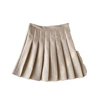 Hgvcfcv Mini-Rock aus Wolle, koreanisch, hohe Taille, Faltenröcke, Schulmädchen, Uniform, kurzer Rock, Faltenröcke, aprikose, 36