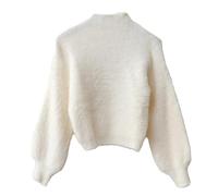 Hgvcfcv Pullover Damen Kurzer Pullover Langarm Herbst Damen Pullover Stricken Koreanisch Lässig Damen Schwarz Top