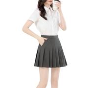 Hgvcfcv Schwarze Faltenröcke, hohe Taille, A-Linie, Damenbekleidung, Herbst, Schuluniform, Harajuku, kurzer blauer Rock, grau, 52