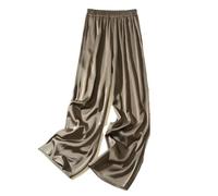 Hgvcfcv Seiden-Damen-Hosen Weites Bein Lange Hose für Frauen, coffee, S