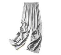 Hgvcfcv Seiden-Damen-Hosen Weites Bein Lange Hose für Frauen, grau, M