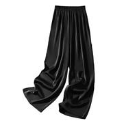 Hgvcfcv Seiden-Damen-Hosen Weites Bein Lange Hose für Frauen, Schwarz , L