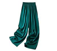 Hgvcfcv Seidenhose für Damen, weites Bein, volle Länge, blau, M