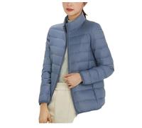 Hgvcfcv Ultraleichte Daunenjacken für Damen, langärmelig, weicher Stoff, kurzes Oberteil, Mantel, Windbreaker, Damen-Wintermäntel, blau, 50