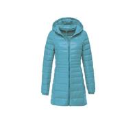 Hgvcfcv Warme lange Daunenjacke für Damen, leichte Daunenjacke mit Kapuze, hellblau, L
