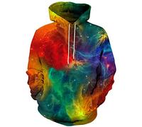 Hgvoetty Unisex 3D Druck Hoodies Grafik Weltraum Pullover Kapuzenpullover für Männer Frauen, Colorful Space, X-Large