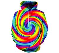 Hgvoetty Unisex 3D Druck Hoodies Grafik Weltraum Pullover Kapuzenpullover für Männer Frauen, Rainbow, X-Large