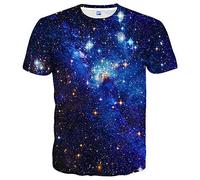 Hgvoetty Unisex 3D-Druck-Shirts, bunte Weltraum-Grafik-T-Shirts für Männer, Frauen, Teenager, Lxy-Blau, XL
