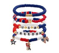 hhdatc Armband mit amerikanischer Flagge, stapelbar, Regenbogen-Freundschaftsarmband, Geschenke, amerikanischer 4. Juli, USA, Deko-Zubehör, One Size, Stein, Künstlicher Alexandrit